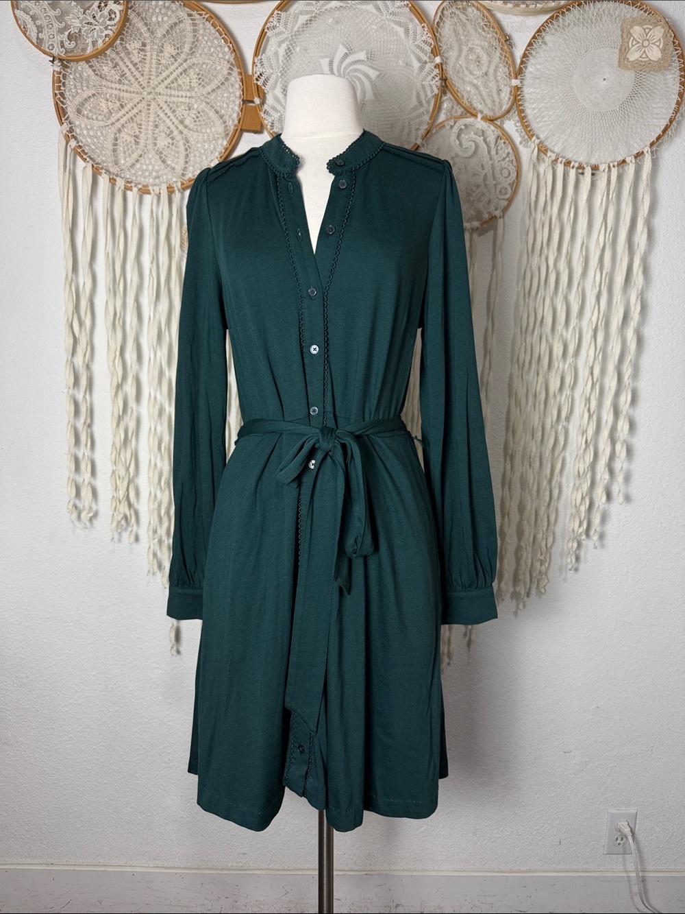 Boden Emerald Pin Tuck Shirt Dress (SHORTENED) Size US10 - Picture 2 of 14